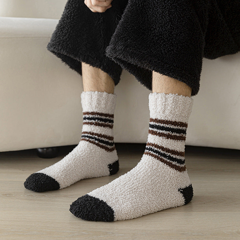 Autumn And Winter Thickened Fleece-lined Tube Socks Men's Knee High Socks Towel Room Socks Adult